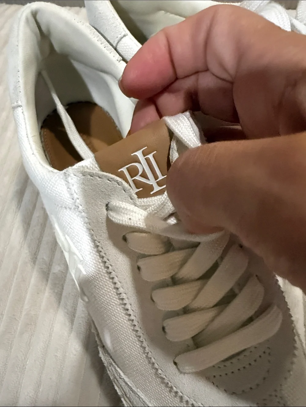 Lauren Ralph Lauren White Canvas/suede Espadrille Sneaker - Women's size 7.5 NBW